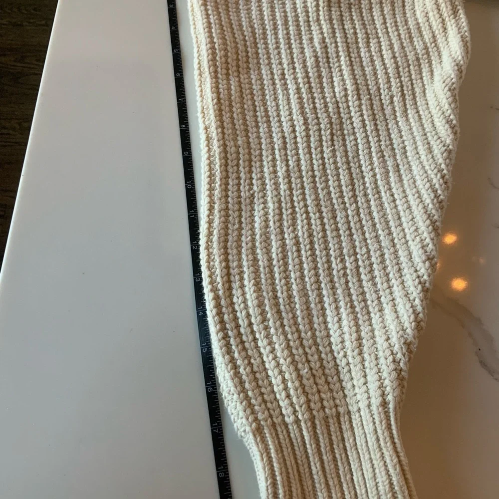 Free People Oversized Cream Cable Knit Cowl Neck Sweater Small